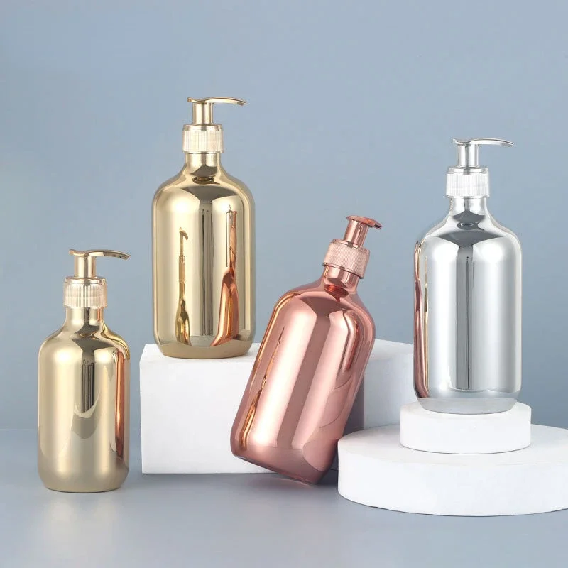 Luxury Skincare Packaging - Bouteille fendue de gel douche galvanisée,